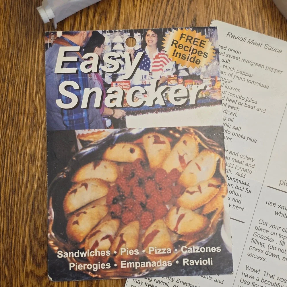 Easy Snacker Dough Press Cutter Empanada‎ Pie Ravioli Maker Recipes Booklet 2pc